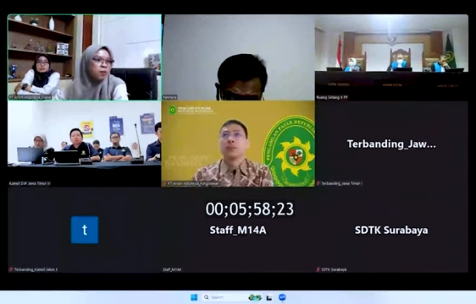 Doc. Tangkapan layar dari persidangan sengketa pajak yang berlangsung secara daring. Dalam gambar ini, terlihat beberapa pihak yang terlibat dalam persidangan, termasuk perwakilan dari PT Arion Indonesia, tim dari Direktorat Jenderal Pajak, serta majelis hakim Pengadilan Pajak. (Foto Dokumentasi: Eko Wahyu).
