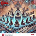 Doc. Gambar ini merupakan ilustrasi yang menggambarkan musisi Jawa memainkan gamelan bersama dengan instrumen elektronik modern seperti synthesizer dan digital mixing console. Latar belakang menggabungkan motif budaya Jawa dengan pencahayaan futuristik, melambangkan perpaduan antara tradisi dan inovasi. Harap dicatat bahwa ilustrasi ini bersifat imajinatif dan tidak menggambarkan situasi nyata di lokasi atau waktu tertentu. (Gambar: NR Official).