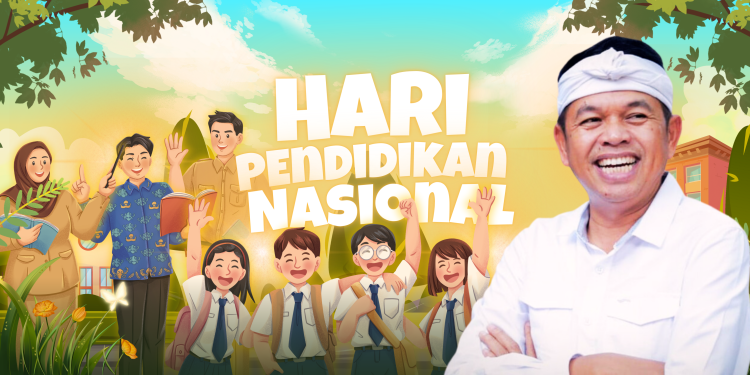 Doc. Ilustrasi semarak peringatan Hari Pendidikan Nasional dengan latar belakang tokoh pendidikan, pelajar, dan guru. Tampak dalam gambar, Gubernur Jawa Barat Kang Dedi Mulyadi mengenakan pakaian adat Sunda, sebagai simbol dukungan terhadap dunia pendidikan. (Sumber Foto Dokumentasi: kuningankab.go.id)