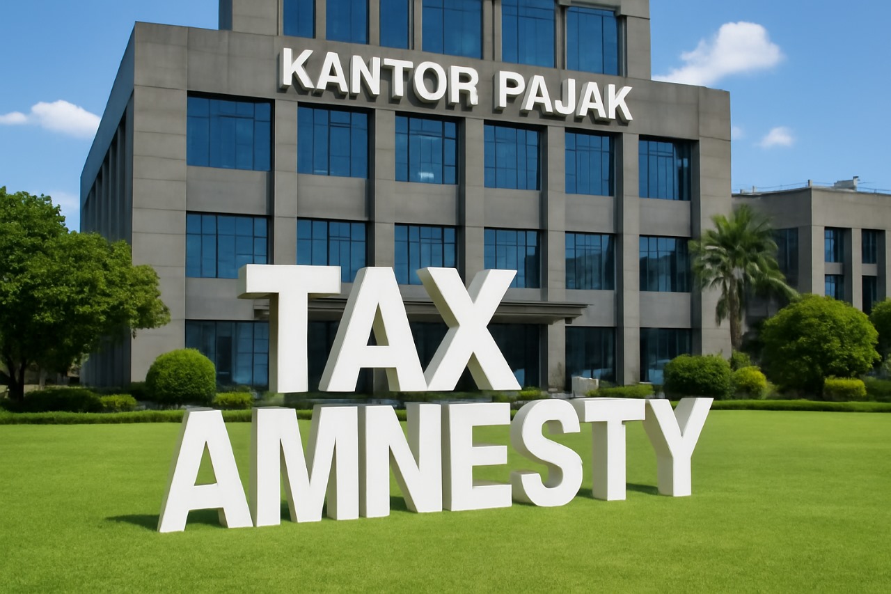 Doc. Tampak bangunan dengan tulisan "KANTOR PAJAK" dan instalasi huruf besar bertuliskan "TAX AMNESTY" di halaman depan. Catatan: Foto ini merupakan ilustrasi semata dan tidak dimaksudkan untuk menggambarkan situasi, kondisi, atau lokasi nyata manapun yang berkaitan dengan pelaksanaan atau pembahasan RUU Tax Amnesty. (Foto Dokumentasi: Eko Wahyu).