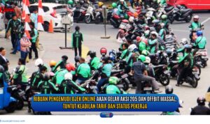 Doc. Pengemudi ojek online berkumpul di salah satu titik kota sebelum menggelar aksi damai menuntut keadilan tarif dan status pekerjaan. (Foto Dokumentasi: NR- kawanjarinews.com).