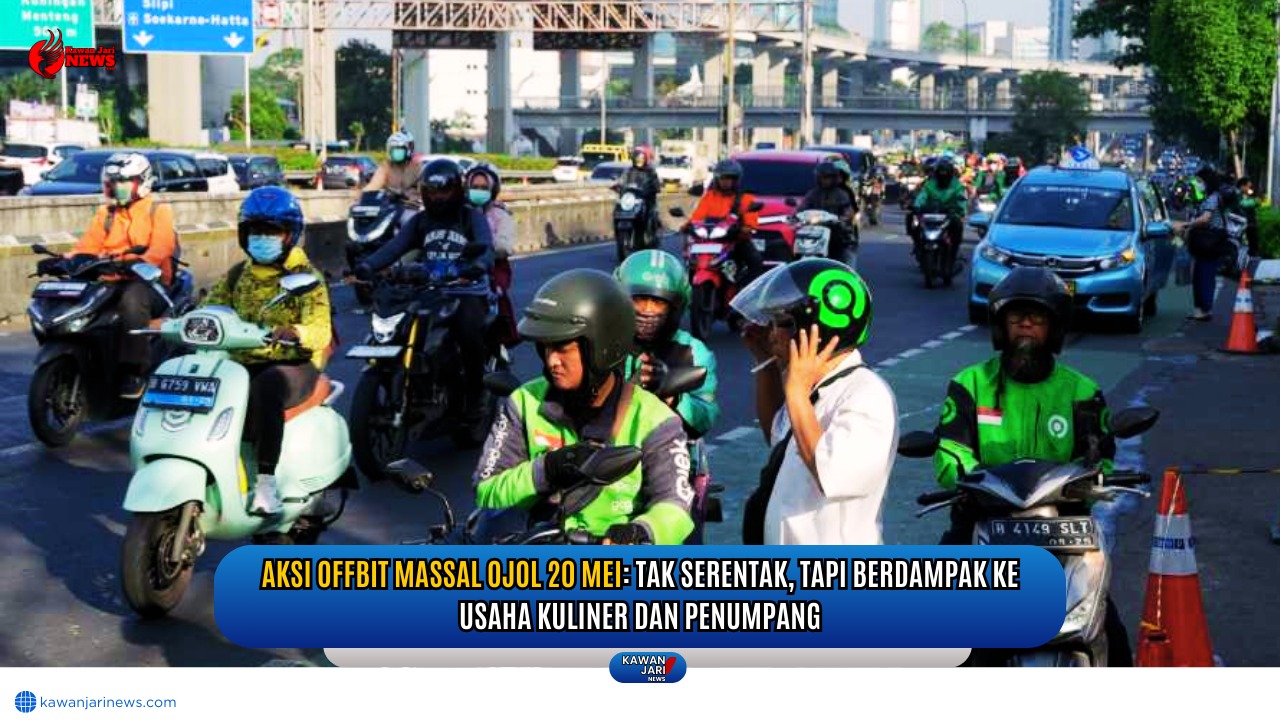 Doc. Sejumlah pengemudi ojek online masih terlihat aktif menarik penumpang di kawasan Stasiun Cawang, Jakarta Selatan, pada Selasa (20/5/2025), meski sebagian besar rekan mereka melakukan aksi offbit massal sebagai bentuk protes terhadap besarnya potongan oleh aplikator. Aksi ini berdampak pada penurunan pesanan di gerai kuliner serta kesulitan transportasi bagi sebagian penumpang. (Foto Dokumentasi: NR - Kawan Jari News).