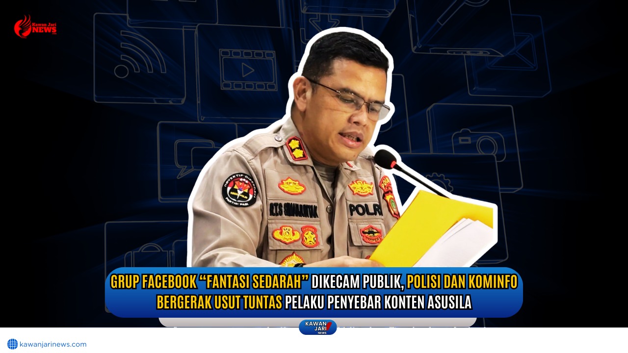 Doc. AKBP Reonald Simanjuntak, Kasubdit Penmas Polda Metro Jaya, memberikan keterangan pers terkait langkah kepolisian dalam menyelidiki grup Facebook “Fantasi Sedarah” yang berisi konten asusila dan meresahkan masyarakat. Kepolisian memastikan akan menindak tegas pelaku penyebar konten menyimpang tersebut, bekerja sama dengan Direktorat Siber dan Kementerian Komunikasi dan Informatika. (Foto Dokumentasi: NR – kawanjarinews.com).