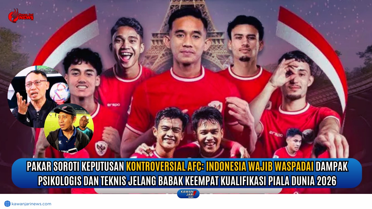 Doc. Para pemain Timnas Indonesia mengenakan jersey merah dalam suasana penuh semangat, menggambarkan kesiapan menghadapi tantangan babak keempat Kualifikasi Piala Dunia 2026. Di sisi lingkaran bawah, tampak pakar sepak bola nasional Yusuf Kurniawan. Gambar ini merupakan ilustrasi pelengkap untuk mendukung rilis berita mengenai prospek Timnas Indonesia di babak keempat Kualifikasi Piala Dunia 2026. (Editor Foto: NR – kawanjarinews.com).