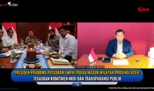 Doc. Presiden Republik Indonesia Prabowo Subianto (kanan) saat mengikuti pertemuan virtual bersama jajaran pejabat dan gubernur dari Istana Jakarta, membahas penetapan empat pulau yang secara administratif masuk ke wilayah Provinsi Aceh. Dalam pertemuan yang dilakukan secara daring tersebut, disepakati pembaruan kesepakatan yang ditegaskan melalui dokumen lama keputusan Mendagri. (Sumber Foto: Tangkapan layar dari kanal YouTube Sekretariat Presiden).