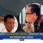 Doc. Wakil Menteri Tenaga Kerja, Immanuel Ebenezer (kanan), berdebat dengan perwakilan manajemen PT Virtus Facility Service, Hotman Juntak (kiri), saat inspeksi mendadak terkait penahanan ijazah mantan karyawan. Ketegangan memuncak ketika manajemen menyebut pekerja “goblok”, yang langsung dikritik keras oleh Wamenaker. Dalam momen ini, Immanuel menunjukkan komitmennya dengan menawarkan membayar langsung tebusan ijazah dari dana pribadi. (Sumber Foto: Tangkapan layar akun Tiktok Immanuel Ebenezer).