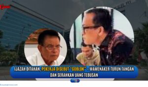 Doc. Wakil Menteri Tenaga Kerja, Immanuel Ebenezer (kanan), berdebat dengan perwakilan manajemen PT Virtus Facility Service, Hotman Juntak (kiri), saat inspeksi mendadak terkait penahanan ijazah mantan karyawan. Ketegangan memuncak ketika manajemen menyebut pekerja “goblok”, yang langsung dikritik keras oleh Wamenaker. Dalam momen ini, Immanuel menunjukkan komitmennya dengan menawarkan membayar langsung tebusan ijazah dari dana pribadi. (Sumber Foto: Tangkapan layar akun Tiktok Immanuel Ebenezer).