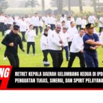 Doc. Para kepala daerah dari seluruh Indonesia mengikuti kegiatan olahraga pagi bersama di lapangan IPDN Jatinangor dalam rangkaian Retret Kepala Daerah Gelombang Kedua. Kegiatan ini bertujuan untuk membangun semangat kebersamaan, memperkuat solidaritas, dan menciptakan suasana yang sehat dan produktif dalam proses pembekalan kepemimpinan. Foto ini diambil pada momen kegiatan dan bersifat dokumentatif resmi. (Sumber Foto Dokumentasi: Media Indonesia).