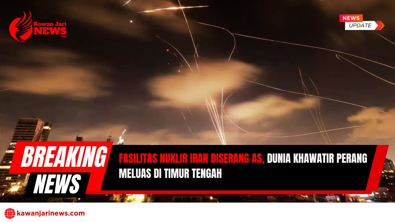 Doc. Lintasan rudal dan ledakan cahaya terlihat di langit malam kawasan Timur Tengah, diduga sebagai bagian dari sistem pertahanan udara yang aktif saat serangan udara terjadi. Gambar ini menggambarkan ketegangan yang meningkat di wilayah tersebut pasca serangan Amerika Serikat terhadap fasilitas nuklir Iran. Dunia internasional kini mencemaskan potensi meluasnya konflik yang dapat mengganggu stabilitas global. (Sumber Foto Dokumentasi: Aslinews.id).