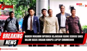 Doc. Nadiem Makarim, mantan Menteri Pendidikan, Kebudayaan, Riset, dan Teknologi, tampak berjalan menuju Gedung Kejaksaan Agung RI di Jakarta pada Senin pagi, 24 Juni 2025. Ia datang didampingi sejumlah anggota tim hukum, termasuk pengacara Hotman Paris Hutapea, untuk menjalani pemeriksaan sebagai saksi dalam kasus dugaan tindak pidana korupsi proyek pengadaan laptop Chromebook senilai Rp 9,9 triliun. Pemeriksaan ini dilakukan oleh penyidik Direktorat Tindak Pidana Khusus Kejaksaan Agung, yang tengah menelusuri kemungkinan penyimpangan dan pelanggaran dalam pengadaan barang negara tersebut. (Sumber Foto Dokumentasi: CNBC).