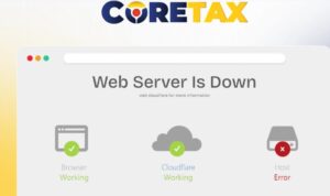 Doc. Tangkapan layar aplikasi CoreTax yang menampilkan pesan error "Web Server Is Down". Tangkapan layar ini menampilkan pesan kesalahan pada sistem CoreTax Direktorat Jenderal Pajak (DJP), yang menjadi salah satu poin kritik dari Ikatan Wajib Pajak Indonesia (IWPI) terkait proses migrasi sistem administrasi perpajakan. (Foto Dokumentasi: Eko Wahyu).