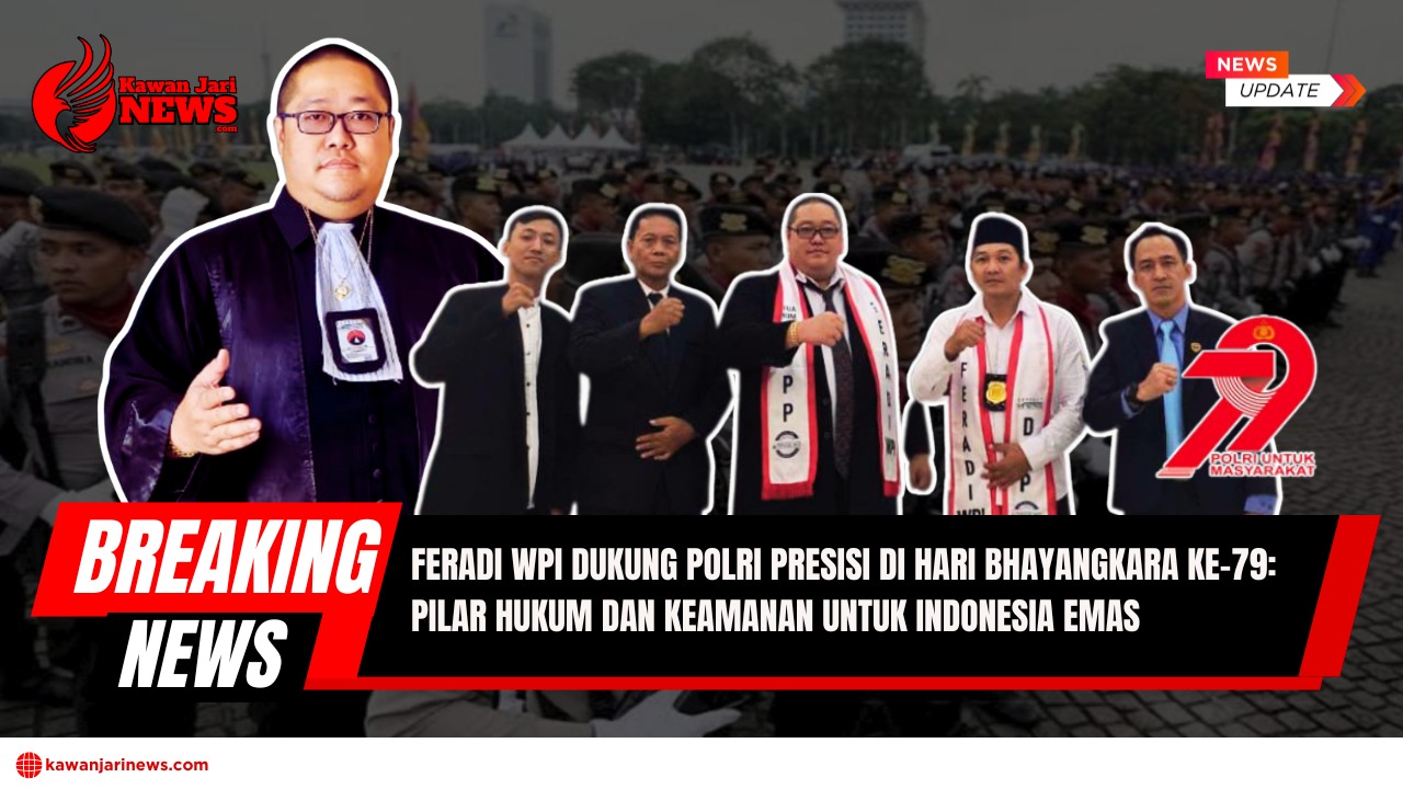 Doc. Ketua Umum FERADI WPI, Advokat Donny Andretti, S.H., S.Kom., M.Kom., C.Md., C.PFW., C.MDF. (kiri), bersama jajaran pengurus dan anggota FERADI WPI Advokat dan Paralegal menyampaikan dukungan terhadap Polri dalam memperkuat sinergi penegakan hukum, menjaga keamanan nasional, serta mendorong terciptanya masyarakat yang adil dan beradab menuju Indonesia Emas. (Foto Dokumentasi: FERADI WPI Official).