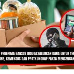 Doc. Ilustrasi penyaluran bantuan sosial (bansos) dan penyalahgunaannya. Dalam gambar tampak paket bantuan berupa kebutuhan pokok, serta inset gambar aktivitas judi online dan seseorang berpakaian hitam yang menggambarkan potensi penyalahgunaan dana untuk aktivitas ilegal, termasuk terorisme. Gambar ini hanya ilustrasi semata dan tidak menggambarkan individu atau peristiwa sebenarnya. (Ilustrasi: NR-kawanjarinews.com).