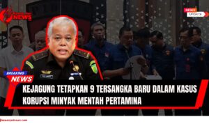 Doc. Ilustrasi kolase yang menampilkan Harli Siregar, Kepala Pusat Penerangan Hukum (Kapuspenkum) Kejaksaan Agung RI, di bagian depan sebagai representasi narasumber utama. Di latar belakang terlihat suasana konferensi pers resmi Kejaksaan Agung pada Kamis, 10 Juli 2025, yang mengumumkan penetapan sembilan tersangka baru dalam kasus dugaan korupsi minyak mentah dan produk kilang PT Pertamina (Persero). Catatan: Gambar ini bersifat ilustratif. Foto Harli Siregar pada bagian depan merupakan hasil pengolahan grafis untuk kebutuhan penyampaian visual berita, sementara latar belakang menampilkan suasana konferensi pers yang sebenarnya. (Ilustrasi: NR – kawanjarinews.com).