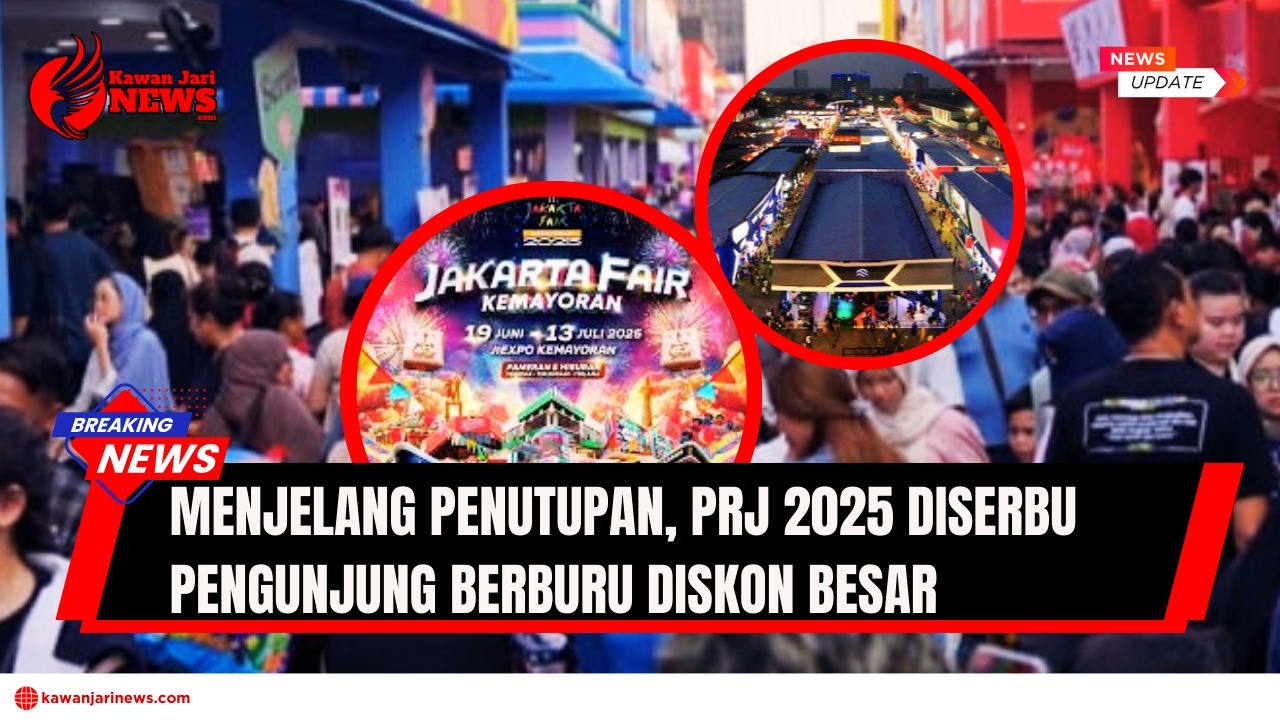 Doc. Suasana keramaian pengunjung di arena Pekan Raya Jakarta (PRJ) 2025, JIEXPO Kemayoran, menjelang penutupan pada 13 Juli 2025. Ribuan warga memadati area pameran untuk berburu diskon besar dari berbagai tenant. Gambar ini merupakan ilustrasi visual dari tingginya antusiasme masyarakat terhadap ajang tahunan yang menjadi pusat perputaran ekonomi dan hiburan musiman di ibu kota. (Ilustrasi: NR - kawanjarinews.com)