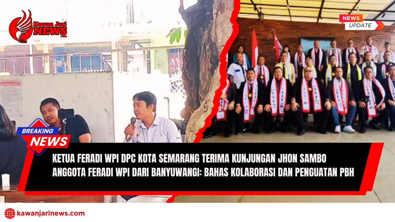 Doc. Kiri: Momen sesi pertemuan santai antara Ketua DPC FERADI WPI Kota Semarang, Sukindar, dengan salah satu anggota FERADI WPI asal Banyuwangi, Jhon Sambo, S.H., M.H., yang berlangsung dalam suasana kekeluargaan. Kanan: Dokumentasi resmi jajaran pengurus dan anggota FERADI WPI bersama Ketua Umum FERADI WPI, Adv. Donny Andretti, S.H., S.Kom., M.Kom., C.MD., C.PFW., C.MDF., dalam agenda terpisah. Gambar ini tidak terkait langsung dengan pertemuan antara Sukindar dan Jhon Sambo, namun merupakan bagian dari dokumentasi organisasi FERADI WPI. (Foto Dokumentasi: FERADI WPI Offical).