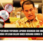 Doc. Menteri Pertanian Andi Amran Sulaiman saat menyampaikan laporan keuangan Kementerian Pertanian Tahun 2024 sekaligus mengungkap temuan awal terkait dugaan praktik beras oplosan dalam rapat kerja bersama Komisi IV DPR RI. Dalam kesempatan tersebut, Menteri Amran menegaskan pentingnya pengawasan mutu beras demi melindungi petani dan konsumen. Gambar juga menampilkan ilustrasi visual terkait beras curah, kemasan premium, dan proses pengecekan kualitas, sebagai konteks dari isu utama yang dibahas. (Foto: NR – kawanjarinews.com).