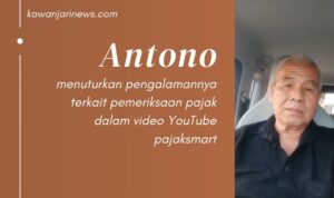 Doc. Antono, warga Bojonegoro, Jawa Timur, dalam sebuah video YouTube Pajaksmart, menceritakan pengalamannya terkait tagihan pajak yang meningkat drastis hingga miliaran rupiah. Ia mempertanyakan prosedur pemeriksaan pajak dan dugaan ketidaksesuaian tarif serta denda yang dibebankan. Kasus ini menimbulkan pertanyaan tentang transparansi dan keadilan dalam sistem perpajakan di Indonesia. (Foto: Eko Wahyu – kawanjarinews.com).