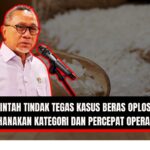 Doc. Menteri Koordinator Bidang Pangan, Zulkifli Hasan, berencana menerapkan langkah tegas pemerintah dalam mengatasi kasus beras oplosan dan kenaikan harga beras. Gambar juga menampilkan ilustrasi latar belakang beras, menyoroti fokus pemerintah pada penyederhanaan kategori beras dan percepatan operasi pasar untuk menstabilkan harga dan melindungi konsumen. (NR – kawanjarinews.com).