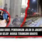 Doc. Gambar menunjukkan dua sisi yang kontras: (kiri) penangkapan para pelaku pencurian kabel penerangan jalan di Jakarta Utara, dan (kanan) ruas jalan yang gelap gulita akibat pencurian tersebut. Pencurian kabel ini mengakibatkan jalanan menjadi gelap dan membahayakan warga, terutama di sekitar Pelabuhan Tanjung Priok yang padat kendaraan. Kondisi ini menyoroti lemahnya pengamanan infrastruktur publik dan pentingnya tindakan tegas terhadap pelaku kejahatan tersebut. (NR – kawanjarinews.com).