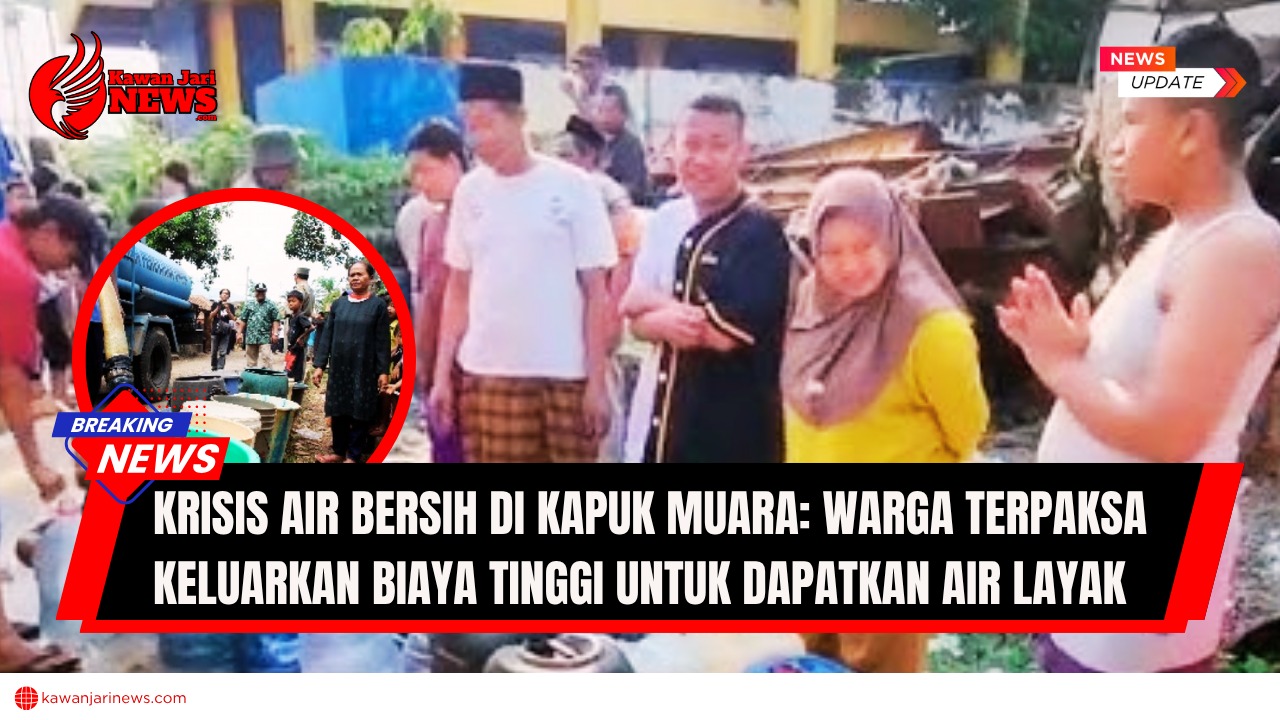 Doc. Warga Kapuk Muara, Jakarta Utara, yang tengah kesulitan mendapatkan air bersih. Mereka terpaksa membeli air dari penjual keliling dengan harga tinggi karena air PAM tidak mengalir atau kualitasnya buruk. Gambar ini menggambarkan dampak krisis air bersih terhadap kehidupan warga dan mendesak adanya solusi dari pihak terkait. (NR – kawanjarinews.com).