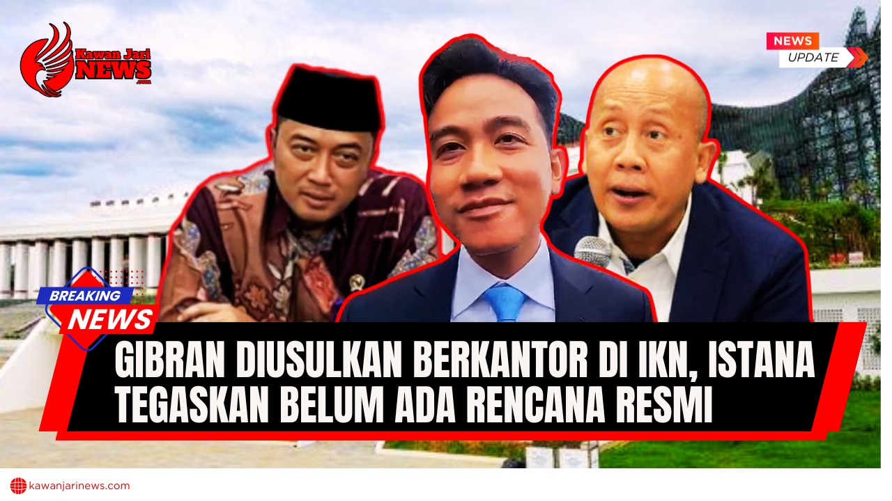 Doc. Ilustrasi visual terkait usulan pemindahan kantor Wakil Presiden ke IKN. Dari kiri ke kanan: Menteri Sekretaris Negara Prasetyo Hadi, Wakil Presiden Gibran Rakabuming Raka, dan Wakil Ketua Umum Partai NasDem sekaligus Wakil Ketua DPR RI Saan Mustofa. Mereka menjadi tokoh sentral dalam wacana dan pernyataan terbaru terkait keberlanjutan pembangunan Ibu Kota Nusantara. Catatan: Gambar ini merupakan ilustrasi semata dan tidak menggambarkan kondisi aktual maupun kejadian pada waktu dan tempat tertentu. (Ilustrasi: NR – kawanjarinews.com).