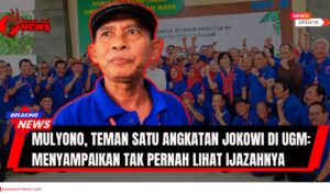 Doc. Sosok Mulyono, alumni Fakultas Kehutanan UGM angkatan 1980, tampil di bagian depan. Di latar belakang, para alumni lainnya mengikuti sesi foto bersama dalam rangka reuni ke-45 tahun yang digelar di Kampus UGM, Yogyakarta, Sabtu (27/7/2025). (NR – kawanjarinews.com).