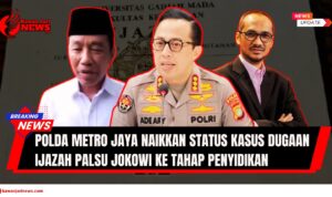 Doc. Ilustrasi: Gambar Presiden ke-7 Joko Widodo, dan pelapor Abraham Samad, dengan latar belakang ijazah. Kasus dugaan ijazah palsu Jokowi kini telah dinaikkan statusnya ke tahap penyidikan oleh Polda Metro Jaya. (NR – kawanjarinews.com).