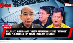 Doc. Tangkapan layar, menampilkan Natsir Kongah (Koordinator Kelompok Humas PPATK), Trubus Rahardiansyah (Pengamat Kebijakan Publik), dan Rudianto (Anggota Komisi III DPR RI Fraksi NasDem) saat membahas kebijakan pembekuan rekening dorman atau “nganggur”. (Sumber: Kompas TV Youtube Chanel).