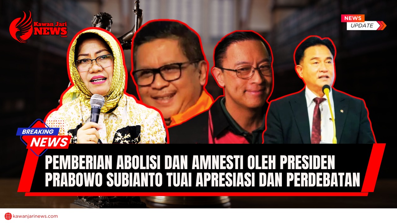 Doc. lustrasi pemberitaan terkait kebijakan pemberian abolisi dan amnesti oleh Presiden Prabowo Subianto. Dari kiri ke kanan: Prof. Siti Zuhro (ahli politik), Hasto Kristiyanto (tokoh partai), Thomas Lembong (ekonom), dan Yusril Ihza Mahendra (pakar hukum tata negara). Gambar ini digunakan semata-mata sebagai ilustrasi dan tidak menggambarkan secara langsung keterlibatan atau posisi resmi masing-masing tokoh dalam kebijakan tersebut. (Ilustrasi: NR – kawanjarinews.com).