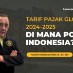 Doc. Yulianto Kiswocahyono, SE., SH., BKP, seorang konsultan pajak, dengan latar belakang judul "Tarif Pajak Global 2024-2025: Di Mana Posisi Indonesia?". Foto ini digunakan sebagai ilustrasi untuk artikel yang membahas tarif pajak global dan posisi Indonesia di dalamnya, dengan Yulianto sebagai narasumber. Gambar hanya ilustrasi. (Eko Wahyu – kawanjarinews.com).