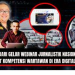 Doc. Ilustrasi visual pelaksanaan Webinar Nasional Kejurnalistikan yang digelar oleh Ikatan Wartawan Jagat Raya Indonesia (KAWANJARI) bekerja sama dengan FERADI WPI dan PT Kawan Jari Grup, bertajuk “Menjadi Wartawan yang Tangguh: Dasar-Dasar Menulis Berita yang Akurat, Tajam, dan Berimbang.” Dalam gambar tampak Donny Andretti, S.H., S.Kom., M.Kom., CMD., C.PFW., C.MDF., (atas kiri), Ketua Umum FERADI WPI dan Pimpinan Redaksi KawanJariNews.com. Lingkaran visual menyorot sesi materi, partisipasi peserta secara daring, dan simbol peralatan jurnalistik sebagai representasi dunia pers digital. (Foto: KAWANJARI Official).