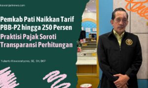Doc. Yulianto Kiswocahyono, SE, SH, BKP, praktisi pajak dan anggota Ikatan Konsultan Pajak Indonesia (IKPI), saat menyampaikan tanggapan kritis terhadap kebijakan Pemerintah Kabupaten Pati yang menaikkan tarif PBB-P2 hingga 250 persen. Ia menyoroti kurangnya transparansi dalam proses perhitungan dan pentingnya komunikasi publik yang berimbang. (Foto: Eko Wahyu – kawanjarinews.com).