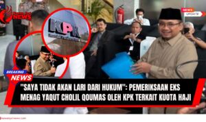Doc. Mantan Menteri Agama, Yaqut Cholil Qoumas saat tiba di Gedung Komisi Pemberantasan Korupsi (KPK), Jakarta. Ia memenuhi panggilan pemeriksaan terkait penyelidikan dugaan korupsi kuota haji dan menegaskan komitmennya untuk bersikap kooperatif dalam proses hukum. (NR – kawanjarinews.com).