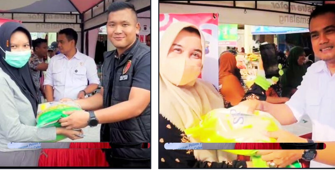 Doc. Warga antre membeli beras murah dalam kegiatan Gerakan Pangan Murah yang digelar Polres Pemalang bekerja sama dengan Bulog Cabang Tegal di Pasar Beji, Kecamatan Taman, Pemalang, Jumat (8/8/2025). Kegiatan ini bertujuan menstabilkan harga pangan dan membantu masyarakat mendapatkan beras berkualitas dengan harga terjangkau. (Foto: Arden).