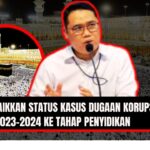 Doc. Gambar ilustrasi menunjukkan Deputi Penindakan dan Eksekusi KPK, Asep Guntur Rahayu. Kombinasi gambar Asep Guntur Rahayu dan latar belakang Ka'bah yang ramai jamaah haji secara visual mengambarkan pernyataan resmi KPK tentang peningkatan status kasus dugaan korupsi kuota haji ke tahap penyidikan dengan konteks ibadah haji. (NR – kawanjarinews.com).