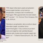 Doc. Pengacara Dr. Hotman Paris Hutapea (kiri) dan Konsultan Pajak Yulianto Kiswocahyono (kanan) memberikan pandangan berbeda terkait wacana pengenaan pajak penghasilan terhadap pekerja seks komersial. Hotman menilai pajak berlaku untuk semua penghasilan tanpa memandang moralitas, sementara Yulianto menekankan pentingnya mempertimbangkan aspek moral dan pemberdayaan sosial. (Foto: Eko Wahyu – kawanjarinews.com).