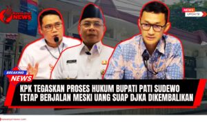 Doc. Ilustrasi pemberitaan: Plt Deputi Penindakan dan Eksekusi KPK Asep Guntur Rahayu (kiri), Bupati Pati Sudewo (tengah), dan Juru Bicara KPK Budi Prasetyo (kanan) dalam pemberitaan terkait penegasan KPK bahwa proses hukum kasus dugaan suap proyek DJKA tetap berjalan meski uang Rp720 juta telah dikembalikan. Foto ini bersifat ilustrasi dan tidak diambil pada saat kegiatan atau pemeriksaan terkait kasus yang diberitakan. (NR – kawanjarinews.com).