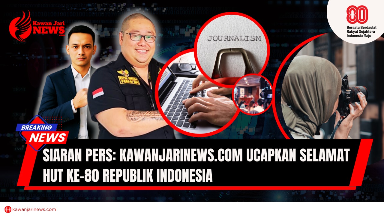 Doc. Pimpinan Redaksi kawanjarinews.com, Donny Andretti, S.H., S.Kom., M.Kom., CMD., C.PFW., C.MDF. (depan) bersama Narwan Riyadi, Redaktur Utama kawanjarinews.com (belakang). Donny menegaskan: “Media adalah pilar keempat demokrasi yang harus terus mengawal tegaknya demokrasi dan keterbukaan informasi demi menuju Indonesia Maju dan Indonesia Emas 2045.” (Foto: Dok. kawanjarinews.com).