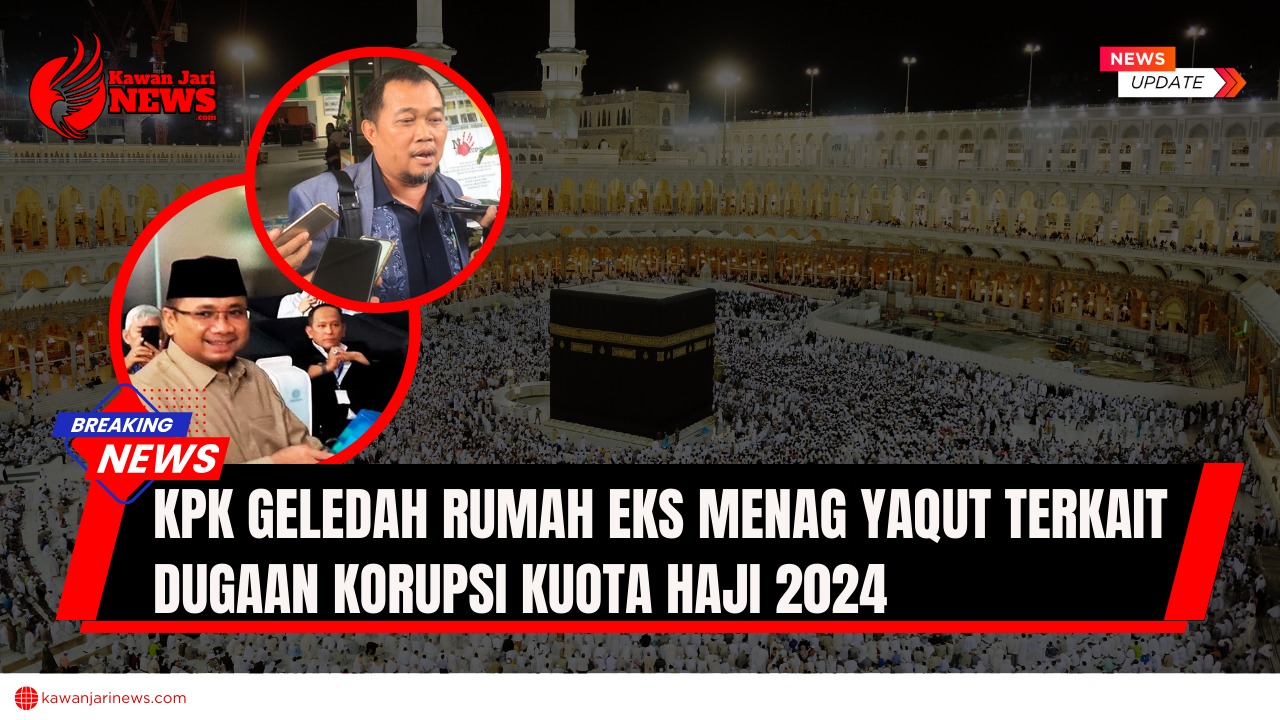 Doc. Boyamin Saiman, Koordinator Masyarakat Anti Korupsi Indonesia (MAKI), dengan latar belakang Masjidil Haram yang dipenuhi jemaah haji. Boyamin Saiman menilai praktik penjualan kuota haji tambahan ini merugikan negara sekaligus masyarakat. (NR – kawanjarinews.com).