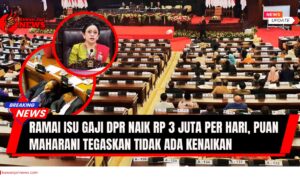 Doc. Latar belakang memperlihatkan suasana ruang sidang DPR RI. Pada lingkaran atas, tampak Ketua DPR RI Puan Maharani. Sementara pada lingkaran bawah, terlihat sejumlah anggota dewan tertidur ketika sidang berlangsung, menggambarkan kontras aktivitas di ruang legislatif. (NR – kawanjarinews.com).