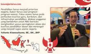Doc. Yulianto Kiswocahyono, SE., SH., BKP., Konsultan Pajak Senior sekaligus Ketua Komite Tetap Bidang Fiskal dan Moneter KADIN Jawa Timur, saat memberikan pandangan terkait alokasi anggaran pendidikan dalam RAPBN 2026. (Foto: Eko Wahyu – kawanjarinews.com.