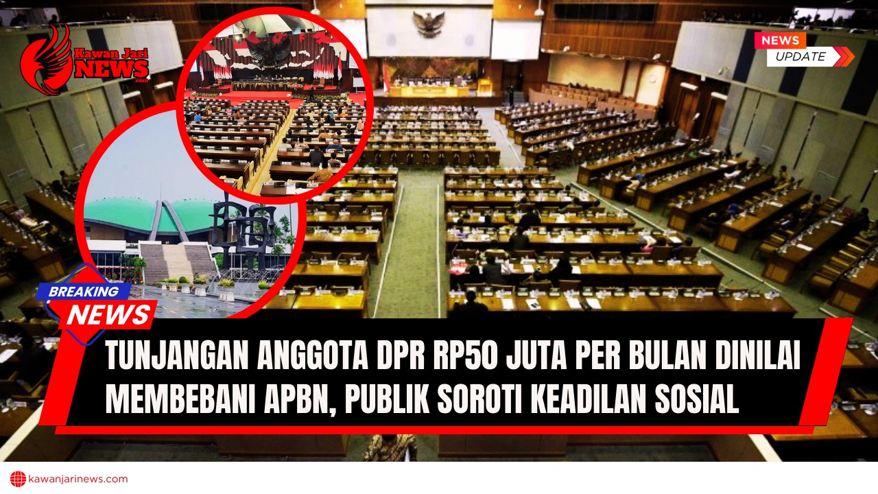 Doc. Suasana ruang sidang DPR RI di Kompleks Parlemen, Senayan, Jakarta. Ilustrasi ini menyoroti polemik tunjangan perumahan anggota DPR sebesar Rp50 juta per bulan yang menuai kritik publik karena dinilai membebani APBN dan mencederai rasa keadilan sosial. (NR – kawanjarinews.com).