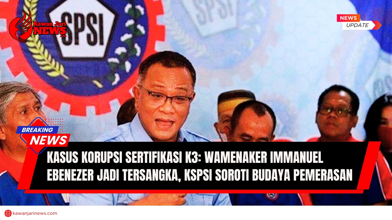 Doc. Ketua Umum KSPSI Jumhur Hidayat memberikan keterangan terkait kasus dugaan korupsi sertifikasi Keselamatan dan Kesehatan Kerja (K3). Dalam kasus ini, Wakil Menteri Ketenagakerjaan Immanuel Ebenezer alias Noel resmi ditetapkan sebagai tersangka oleh KPK. KSPSI menyoroti adanya budaya pemerasan dan lemahnya pengawasan dalam sistem sertifikasi K3. Catatan: Foto ini merupakan ilustrasi Ketua Umum KSPSI Jumhur Hidayat, tidak diambil pada saat pengumuman resmi penetapan tersangka oleh KPK. (NR – kawanjarinews.com).