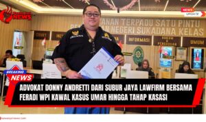 Doc. Advokat Donny Andretti, S.H., S.Kom., M.Kom., CMD., C.PFW., C.MDF., dari Kantor Hukum Subur Jaya & Rekan sekaligus Ketua Umum FERADI WPI, saat mengajukan permohonan kasasi atas kasus M. Umar di Pengadilan Negeri Sukadana, Lampung Timur, Selasa (26/8/2025). (Foto: FERADI WPI Official).