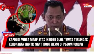 Doc. Gambar dalam lingkaran memperlihatkan pengemudi ojek online (ojol) serta momen ketika kendaraan taktis (rantis) melintas di tengah kerumunan massa saat kericuhan demonstrasi di Pejompongan, Jakarta Pusat, Kamis (28/8/2025). Gambar ini digunakan sebagai ilustrasi pemberitaan. (NR – KawanJariNews.com).
