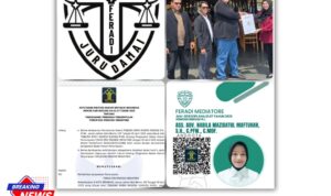 Doc. Kollase dokumentasi FERADI MEDIATORE meliputi: logo organisasi, prosesi serah terima SK pengesahan, salinan SK Kemenkumham RI AHU-0003295.AH.01.07.Tahun 2025, serta contoh Kartu Tanda Anggota (KTA) resmi. (Foto: FERADI MEDIATORE Official).