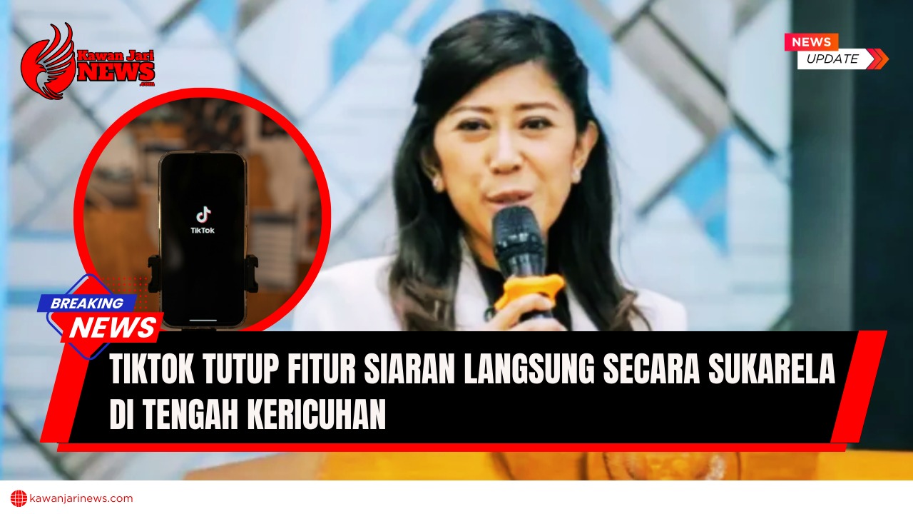 Doc. Ilustrasi Menteri Koordinator Bidang Digital dan Infrastruktur, Mutia Hafid, dengan latar utama wajahnya. Pada sisi lingkaran kecil terlihat sebuah telepon genggam menampilkan logo TikTok, menggambarkan fokus pembahasan terkait penutupan sementara fitur siaran langsung di platform TikTok. (NR – KawanjariNews).