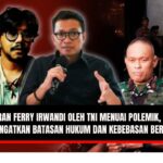 Doc. Ilustrasi: CEO Malaka Project Ferry Irwandi (kiri) dan Direktur Eksekutif Amnesty International Indonesia Usman Hamid (kanan) dengan latar belakang personel TNI saat mendatangi Mabes Polri. Isu ini memicu polemik publik terkait batasan kewenangan militer dan kebebasan berpendapat. (Ilustrasi: NR – KawanJariNews.com).