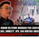 Doc. Delpedro Marhaen (sisi depan) ditampilkan dengan latar belakang dokumentasi aksi demonstrasi di Jakarta pada akhir Agustus 2025. Foto ini hanya bersifat ilustrasi dan tidak diambil pada saat peristiwa atau pernyataan para Nara sumber dalam berita. (NR – KawanJariNews.com).